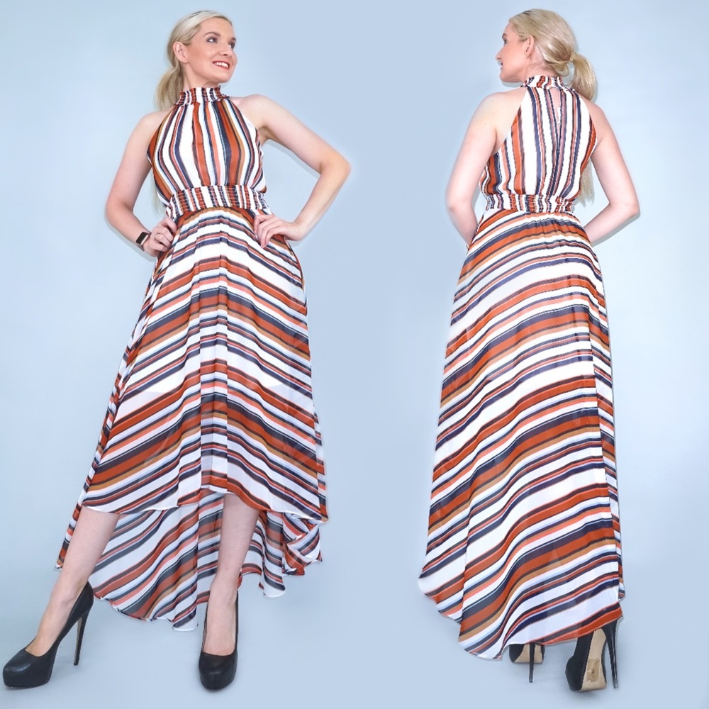 Stripe Boho High Low Dress